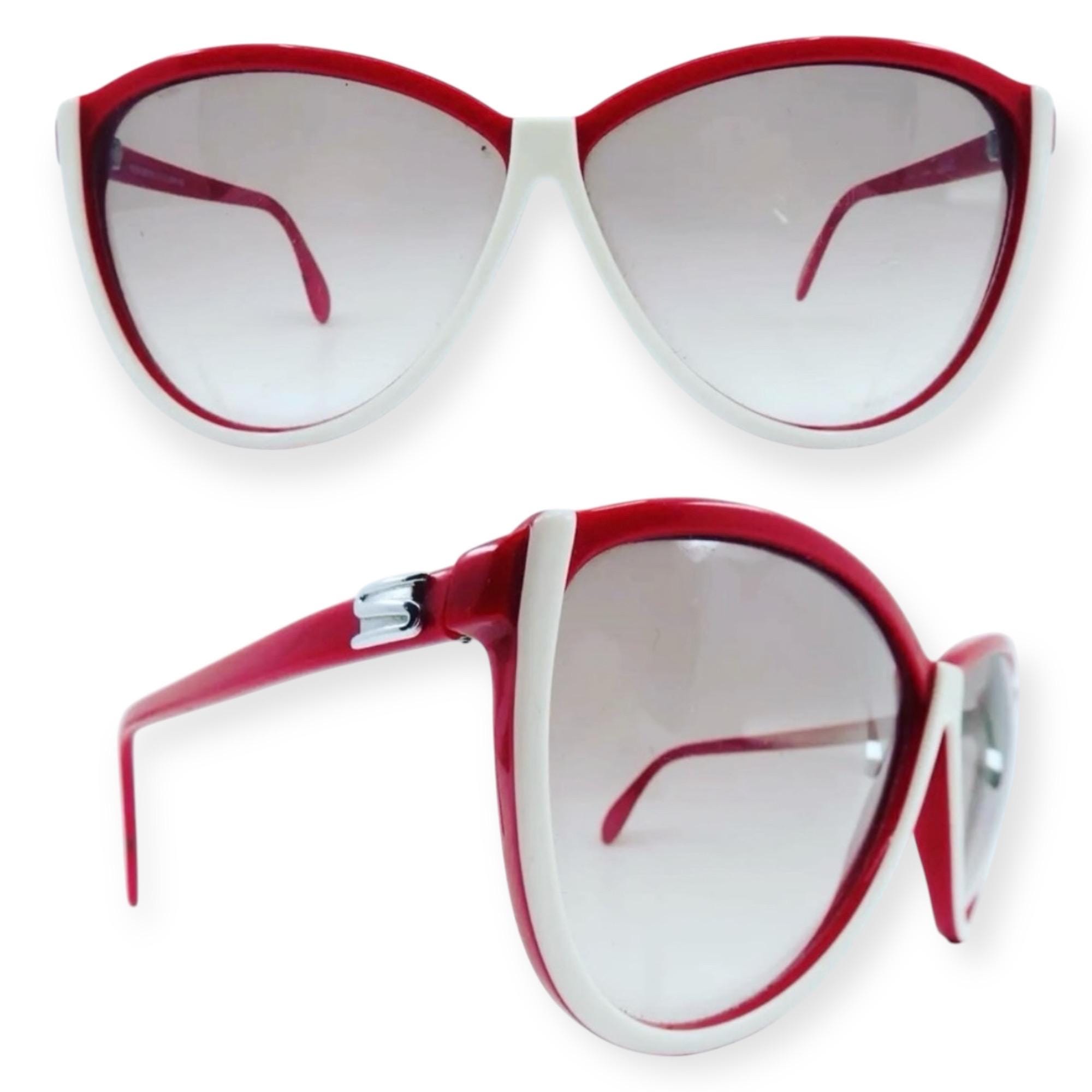 1970’s Vintage Silhouette Sunglasses, Oversized Colorblock Red & Black New in the store✨ Deadstock 1960s Solflex sunglasses made  main image 4