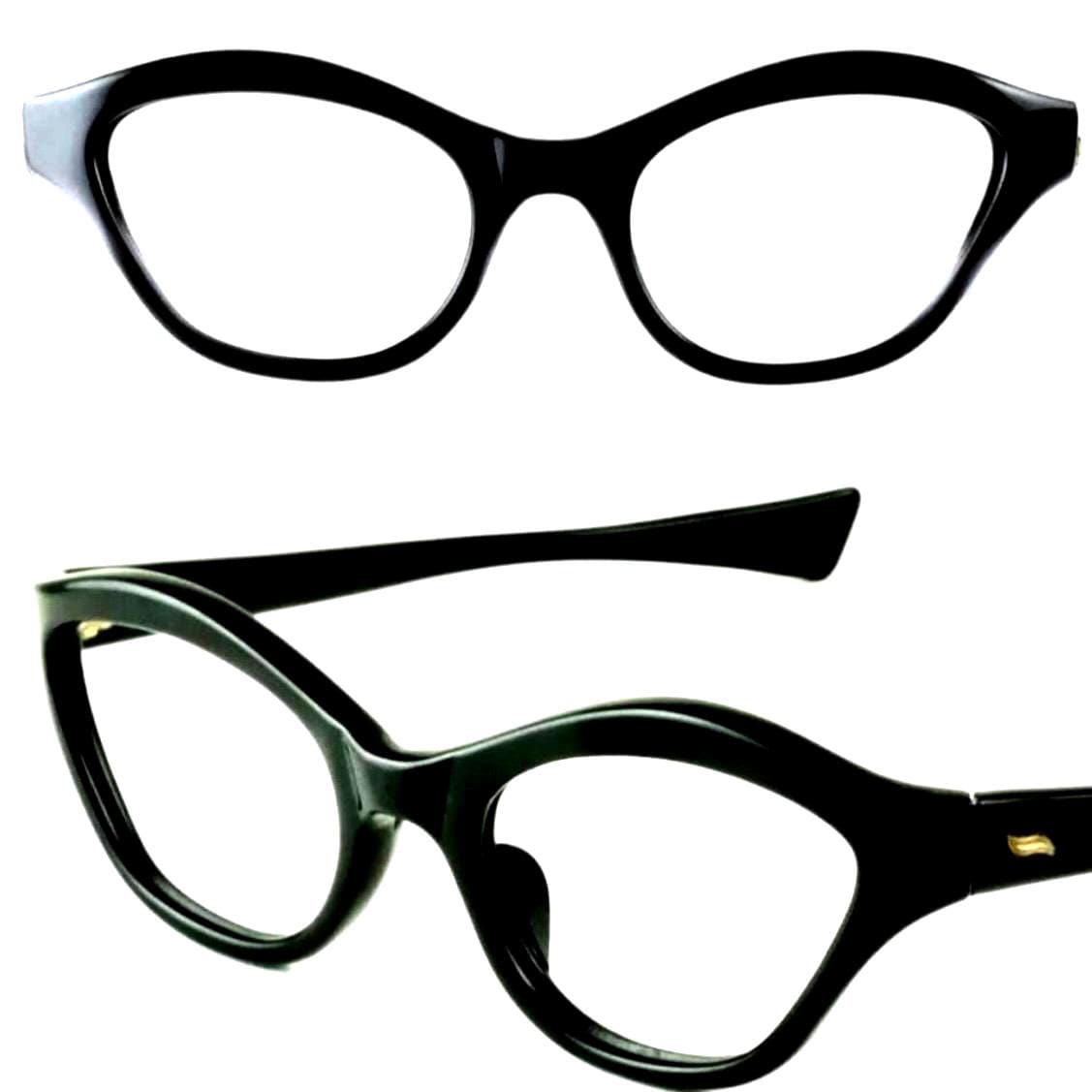 1950’s Jet Black Cateye Eyeglasses Frames, Made in France, Deadstock Unworn 1950 main image 3
