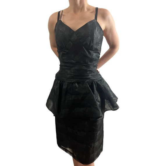 Gorgeous Black Vintage Dress with Peplum Detail &… - image 4