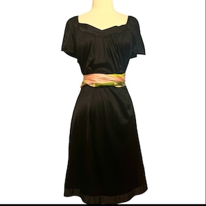 1970’s Vintage Black Nightgown, Slip Dress as Outerwear, Large or Medium, Soft and Lightweight