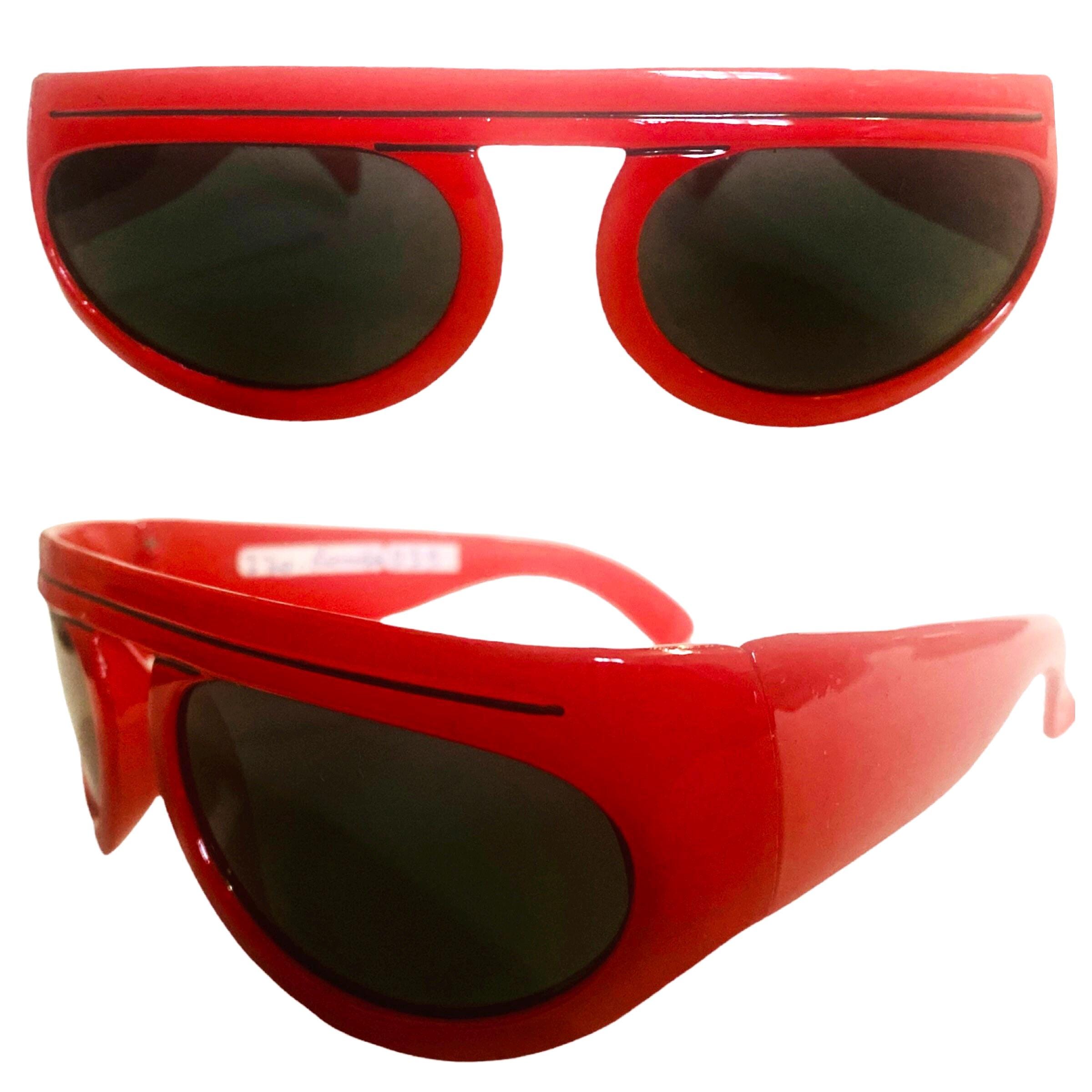 Vintage Red Thick Framed MOD Sunglasses, Oversized, Made in  display picture 1