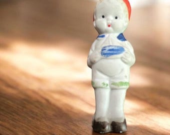 1930's Porcelain Bisque Boy Doll/ Figurine,  Made in Japan, Boy Bisque Figurine, Hand Painted