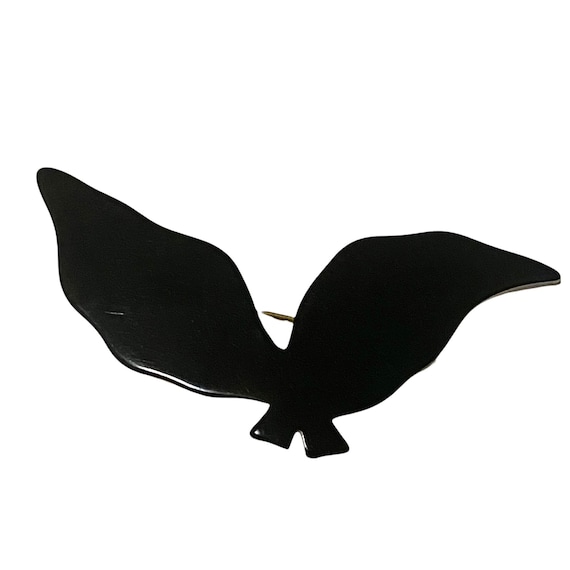 Vintage 1970’s Abstract Black Bird Barrette, Deads