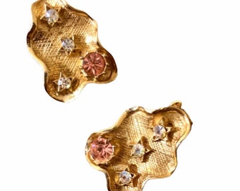 1950’s Vintage Moon & Stars Celestial Clip On Earrings, Vintage Astrology, Feminine 1950’s Cocktail Earrings