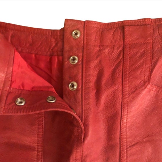 Vintage Red Leather Pencil Skirt, Ultra Sexy, Sma… - image 5