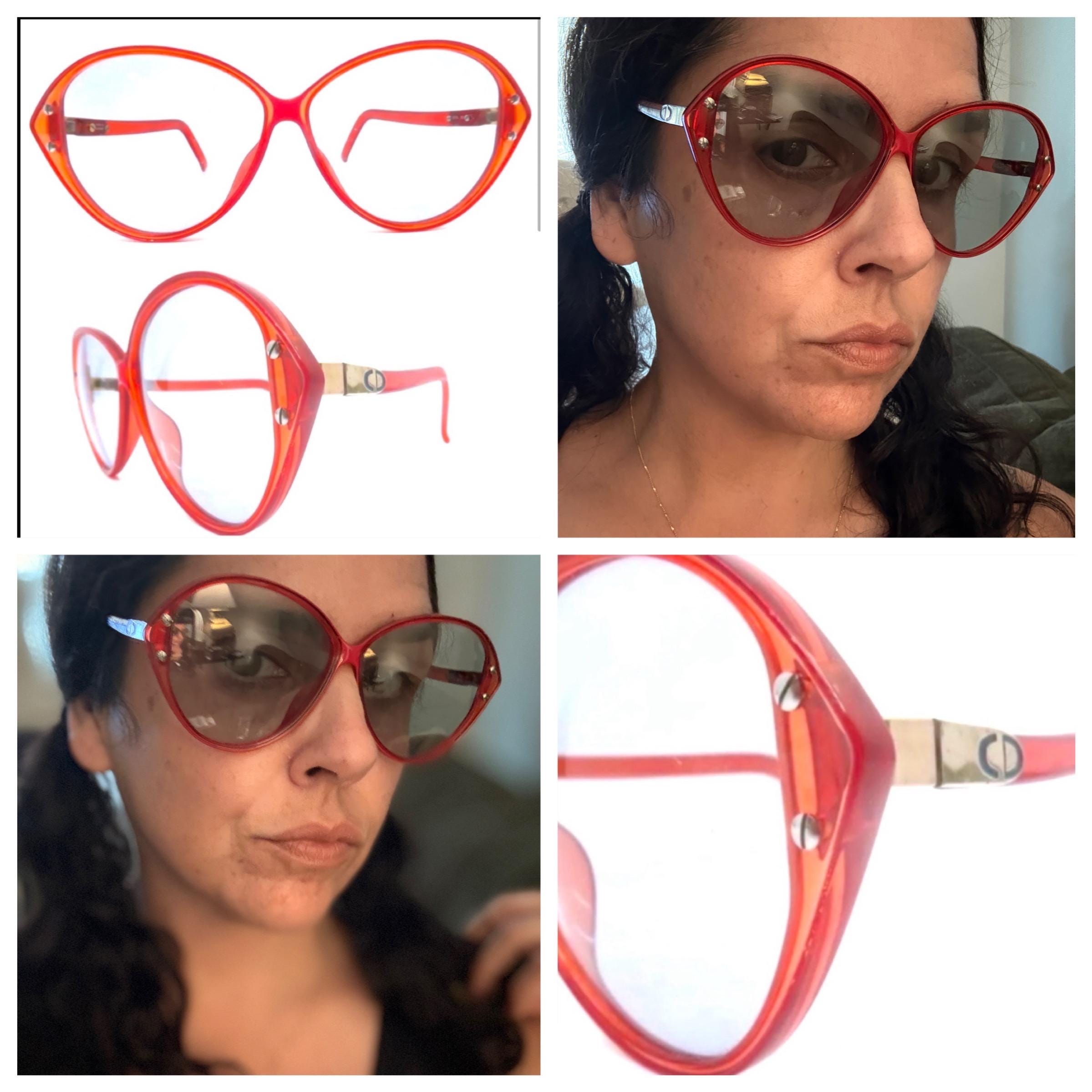 Christian Dior Vintage Sunglasses Circa 1980's in Red With a Light