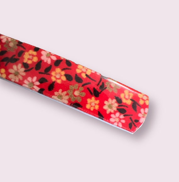1980’s Large Red Floral French Bar Barrette, Fren… - image 2