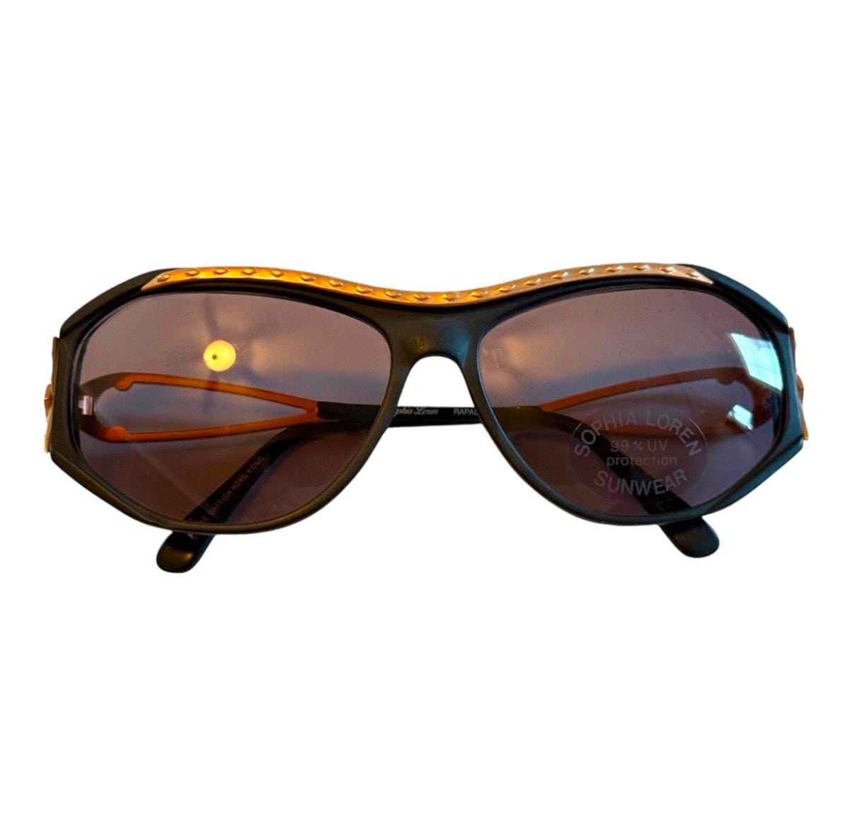 1980’s Sophia Lauren Zylonware Sunglasses, Angular Black w Gold Details, Unworn VINTAGE SOPHIA LOREN ZYLOWARE DESIGNER SUNGLASS FRAME 026 | eBay main image 3