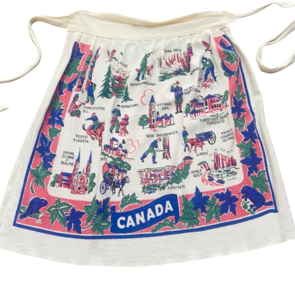 Unique Vintage Canadian Souvenir Half Apron With Provinces , Kitchy ...