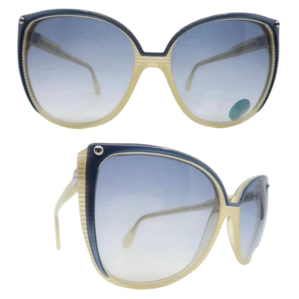 1980’s Silhouette Austria Oversized Sunglasses, Blue and Cream, Deadstock Silhouette M6066 / 20 Col 4137 Vintage 80s Sunglasses – Ed  main image 4