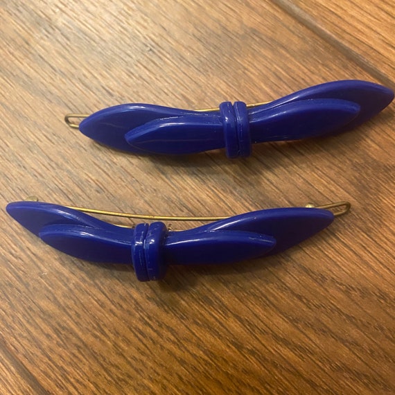 Vintage 1960’s Blue French Barrettes, New, Vintag… - image 4