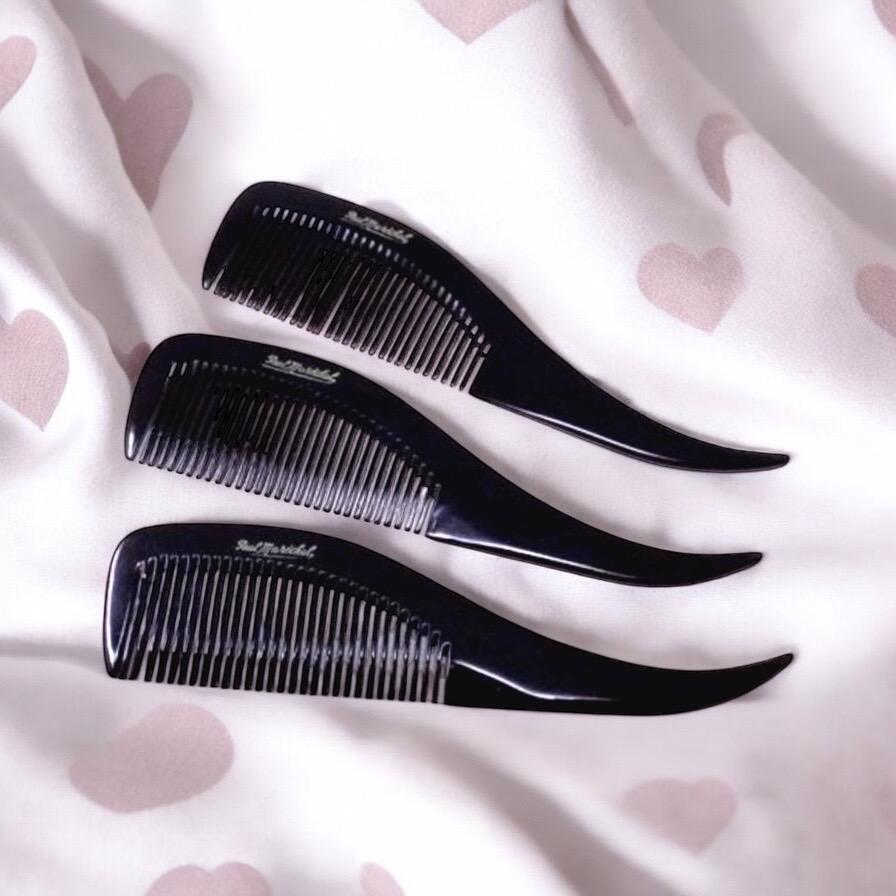 1960’s Vintage Paul Marechal France Jet Black Curved Rat Tail Comb, Deadstock Vintage Paul Marechal Black Curved Rat Tail Comb, Deadstock  main image 3