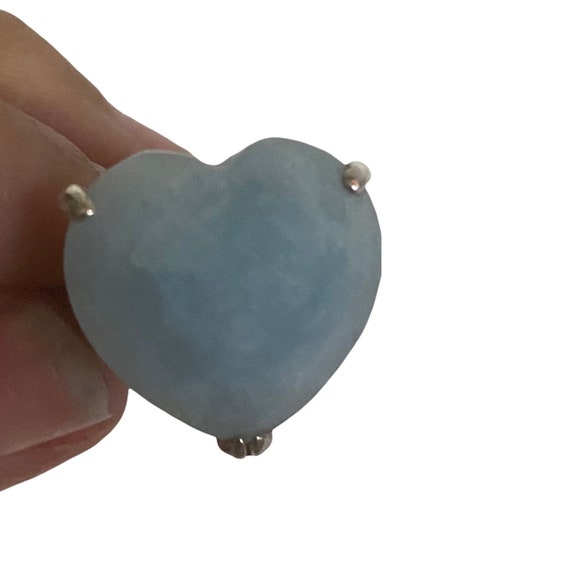 Vintage 1990’s Blue Heart Sterling Silver Ring, S… - image 1