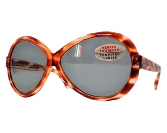 1960’s Oversized Mod French Sunglasses Tortoiseshell, Original glass lenses, New Vintage Made in France Sunglasses 60s 70s Oversized Tortoise  main image 4
