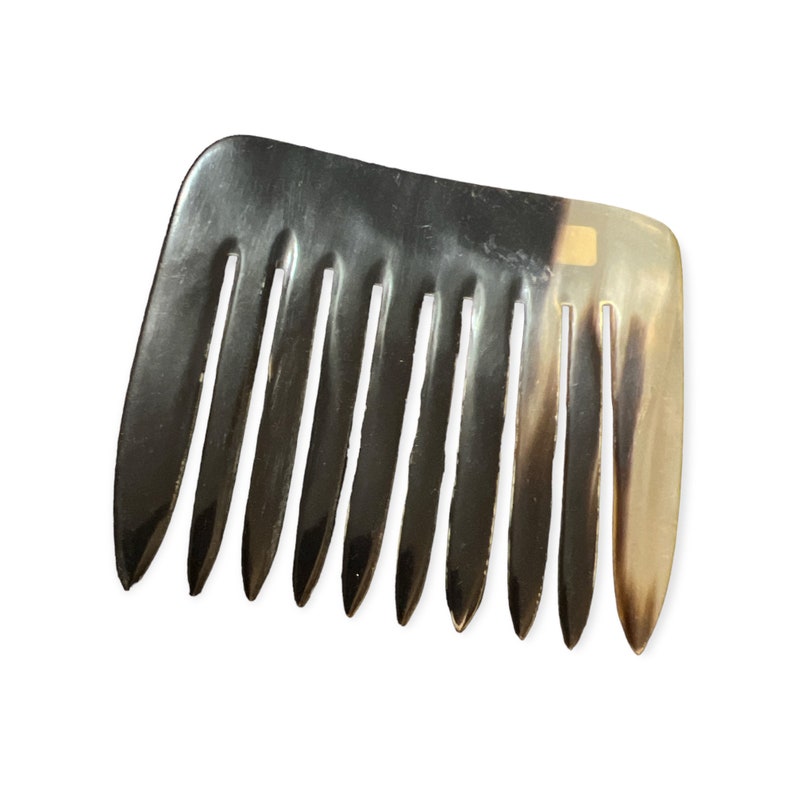 XL Vintage Hand Carved Horn Hair Comb, Deadstock image 1