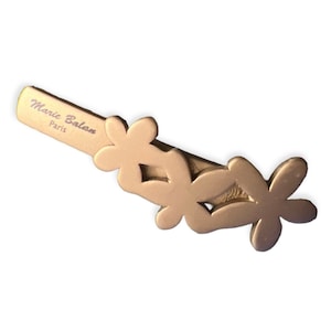 Unique Vintage Gold Floral French Barrette, Matte Gold, Deadstock, Sweet Vintage Gift for Woman