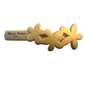 Marie Balan Paris 1980’s Floral Gold French Bar Barrette, Deadstock, Made in FRANCE
