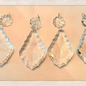 4 pieces of Antique French Crystals, Large Pendalouge Chandelier Prisms Crystals, Beveled French Prism Set, All 4” Long