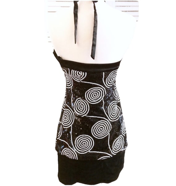 Vintage Late 1990’s Black & White Sequin Dress by… - image 2