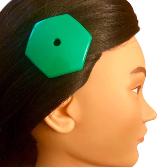 Vintage Alexandre De Paris Angular Barrette in Kelly Green  display picture 2