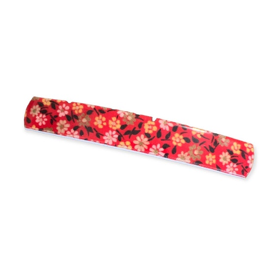 1980’s Large Red Floral French Bar Barrette, Fren… - image 1