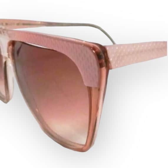 1980’s Pink Angular Sunglasses, Oversized Pink Su… - image 4