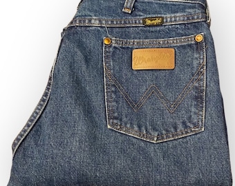 Vintage Wrangler Straight Leg High Rise Blue Jeans, 32” Waist, 12” Rise, Vintage Wrangler Denim, Unisex