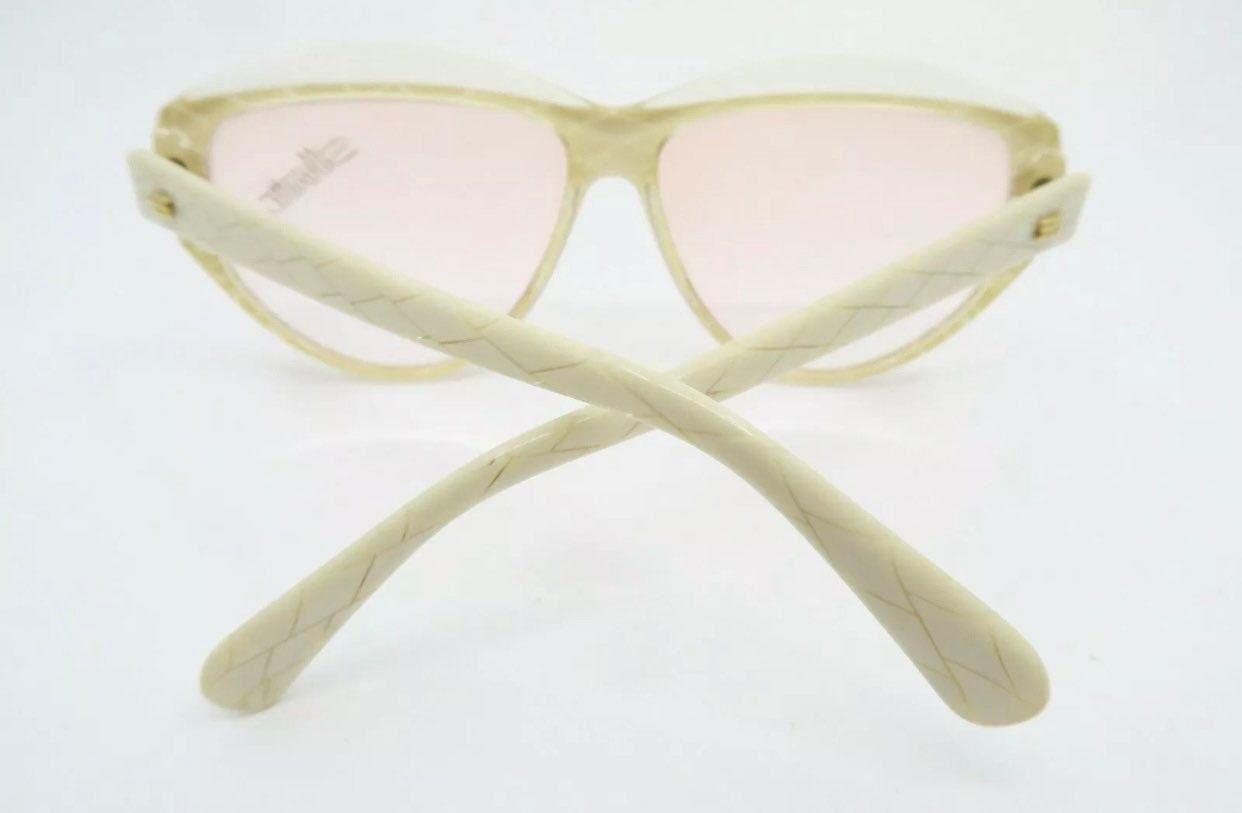 1980’s Silhouette Austria Angular Sunglasses, Cream & Clear, Model  1228 Vintage 1980s Silhouette Angular Sunglasses, Cream Colored  main image 4