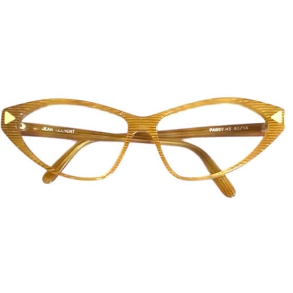 Vintage JEAN CLEMENT France Eyeglasses, Slight Cateye in Striped Tan/Clear 131 mm - 139 mm Temple Vintage Eyeglasses for sale | eBay main image 4