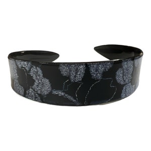 1980’s Thick French Headband in a Black & Shimmery Blue Floral, Deadstock Unworn, Vintage French Hair Accessories