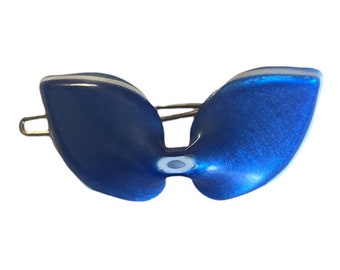1970’s Pearlescant Blue French Barrette in a Bow Shape, Deadstock/Unworn, 1.75” Long