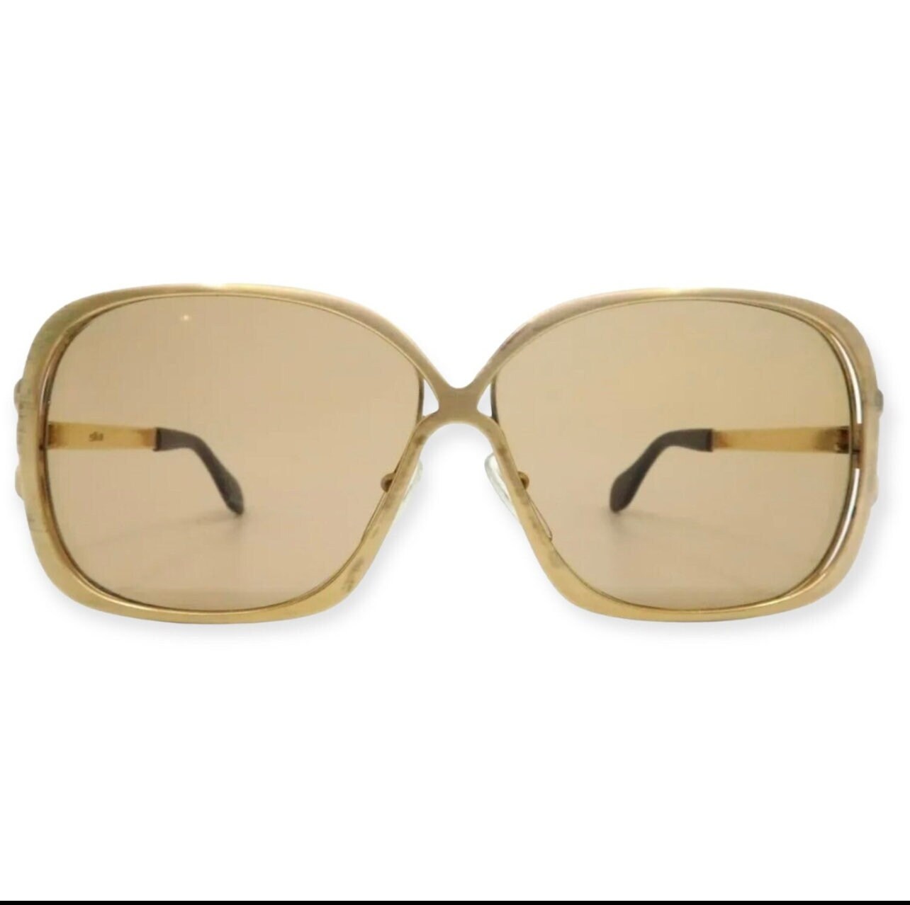 1970’s Silhouette Austria Gold Metal Frame Sunglasses, Made in Austria, Unisex Vintage Frame Austria Silhouette Aviator Glasses Tan SPX  main image 2