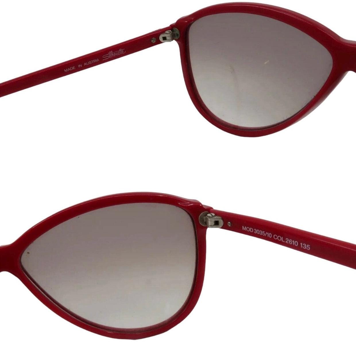 Vintage Color Block Silhouette Sunglasses, Red & White, Made in Austria Silhouette M3041/20 Vintage Rectangular 80s Sunglasses – Ed  main image 3
