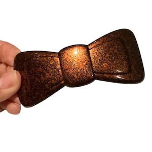 1970’s Large French Bow Barrette, Shimmery Brown / Copper, Made in France, 3.5”, 1970’s Hair Clip