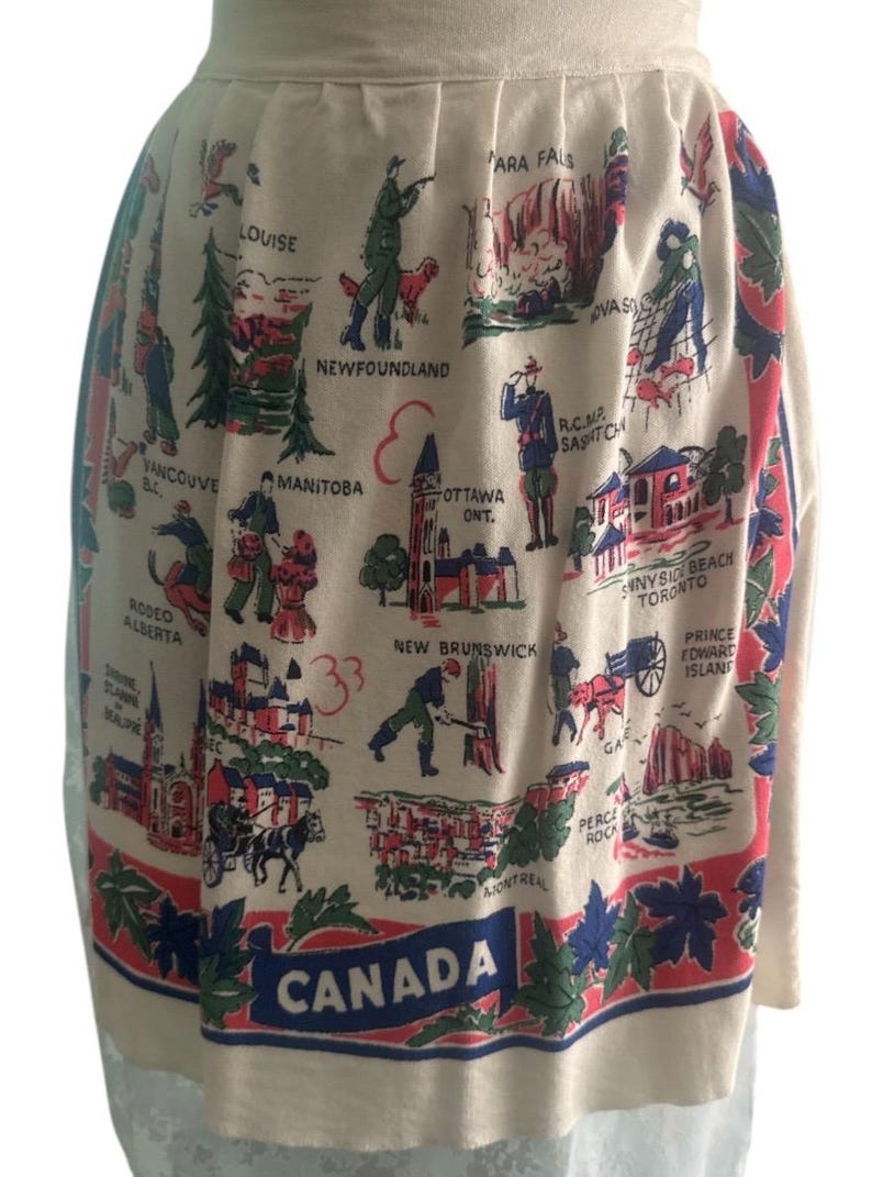 Unique Vintage Canadian Souvenir Half Apron With Provinces , Kitchy ...