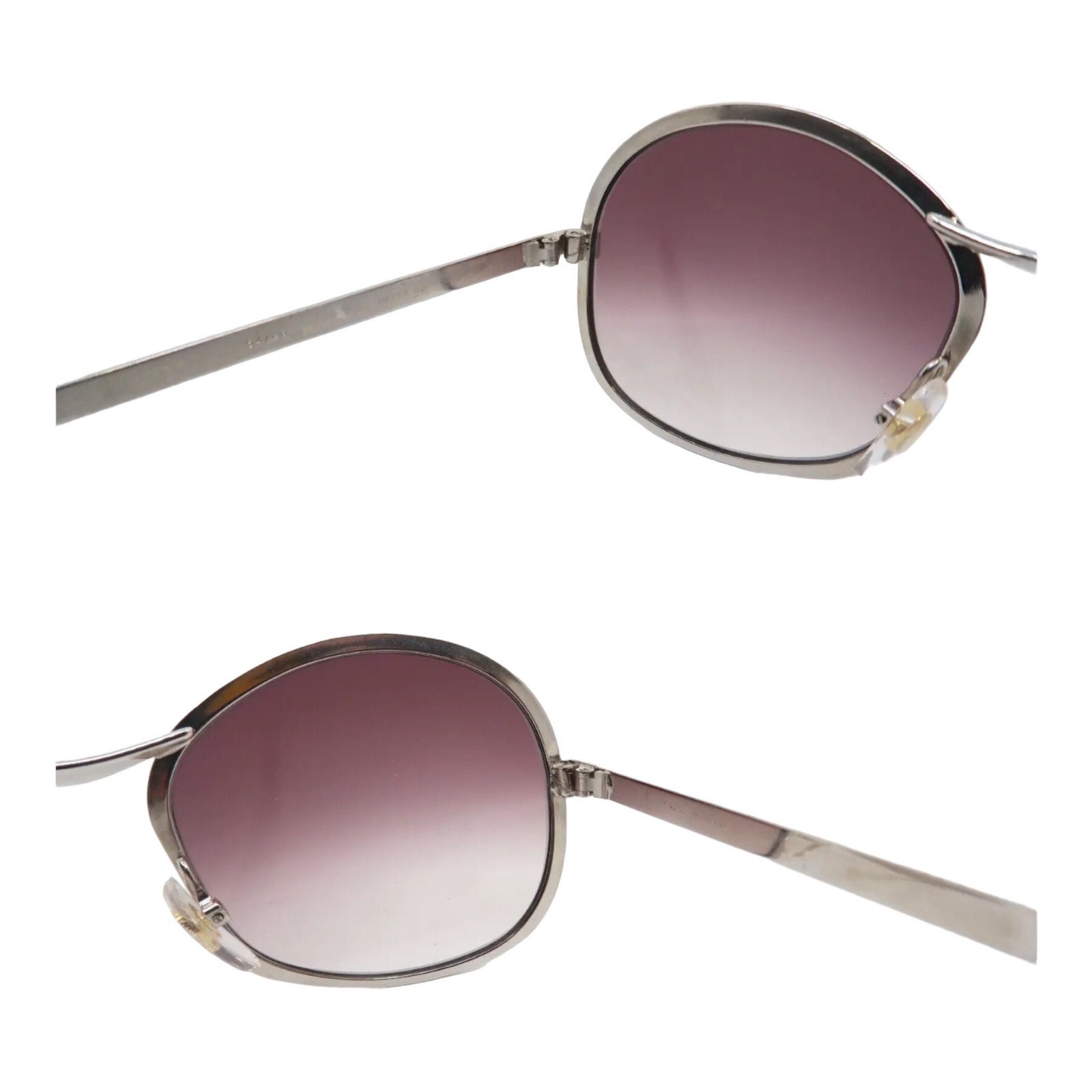 1970’s Unisex Metallic Silver Sunglasses, Made in Italy JOHN STERLING MILITARY SUNGLASSES VINTAGE METAL FRAME ITALY  main image 3