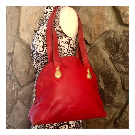 Pierre Cardin Shoulder Bag, Vintage 1980's, Red &