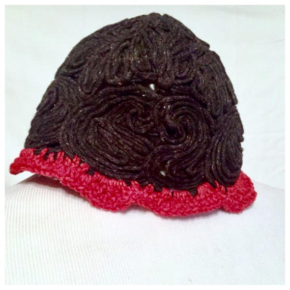 Gorgeous Vintage Black and Red Hat, Frevisi  Crea… - image 1