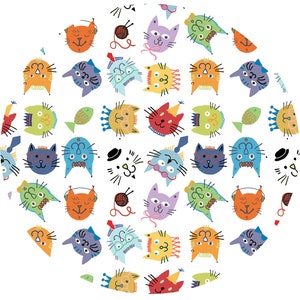 LAMINATED Cotton » Cat Print Fabric » Cute Cat Fabric | Oil Cloth By The 1/2 Yard | Yardage | Eco-Friendly Fabric image 1