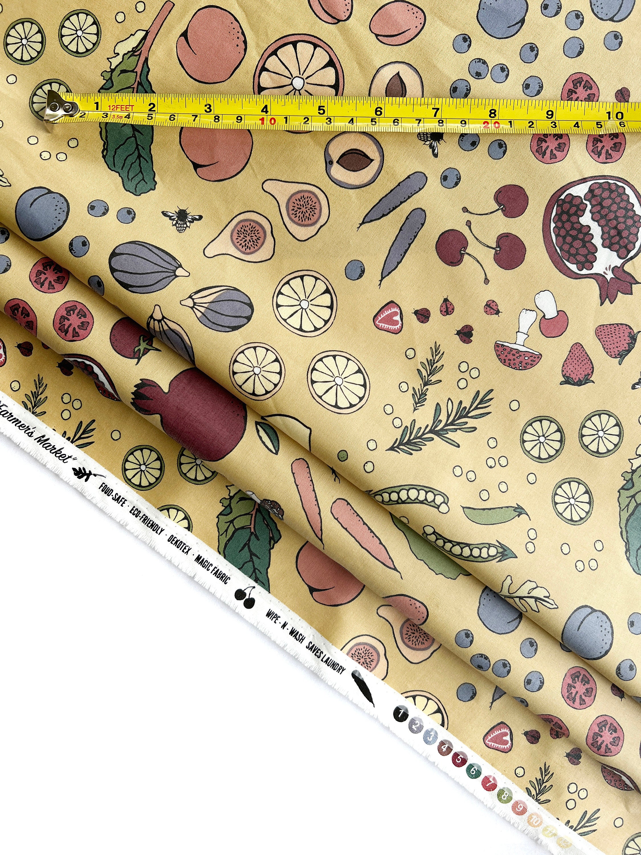 LAMINATED Cotton » Vegetable Print | Dijon Veggie Print | Oil Cloth By The 1/2 Yard |  Yardage | Eco-Friendly Fabric