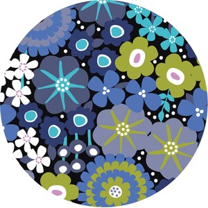 LAMINATED Cotton » Blue Floral » Blue Print Fabric | Oil Cloth By The 1/2 Yard | Yardage | Eco-Friendly Fabric image 4