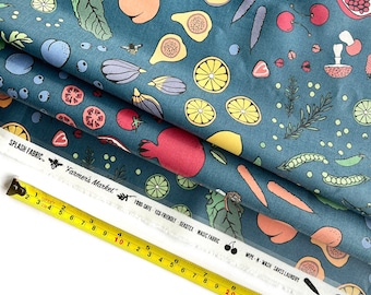 LAMINATED Cotton » Vegetable Print | Veggie Print | Oil Cloth By The 1/2 Yard |  Yardage | Eco-Friendly Fabric
