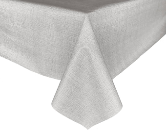 Light Grey Tablecloth » Waterproof Laminated Cotton | Rectangle 54"x84" | Square 54" | Round 70" | Eco-Friendly Oilcloth