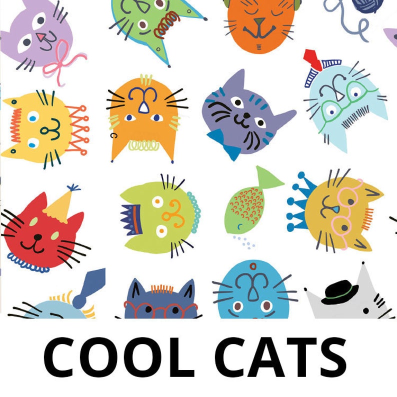 LAMINATED Cotton » Cat Print Fabric » Cute Cat Fabric | Oil Cloth By The 1/2 Yard | Yardage | Eco-Friendly Fabric image 5