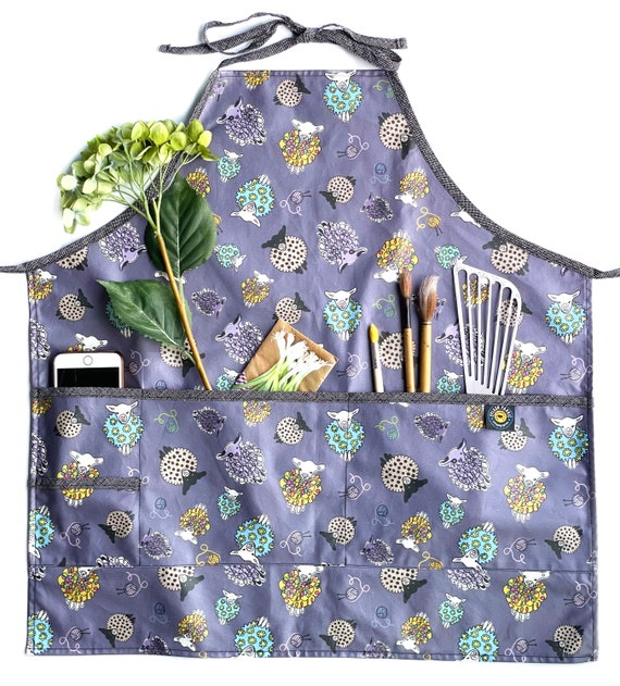 Visland Floral Aprons for Women, Adjustable Kitchen Chef Aprons with Flower Pattern for Cooking Baking Gardening - Cute Mother's Day, Birthday Gifts