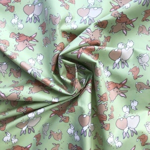 LAMINATED Cotton Animal Fabric Dog, Whale, Lady Bug, Bunny, Sheep Prints Oil Cloth By The 1/2 Yard Yardage Eco-Friendly Fabric image 4