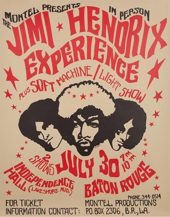 JIMI HENDRIX Original Poster @ Independence Hall Baton Rouge, LA