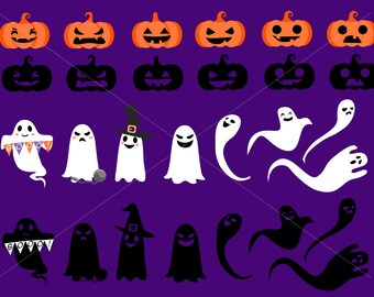 Halloween Ghost pdf, svg, halloween Pumpkins PDF, SVG, halloween vector,halloween silhouette,halloween bundle set clipart