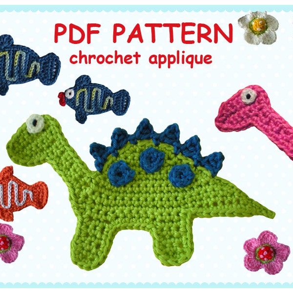 Pattern Chrochet Appliques Dinosaur