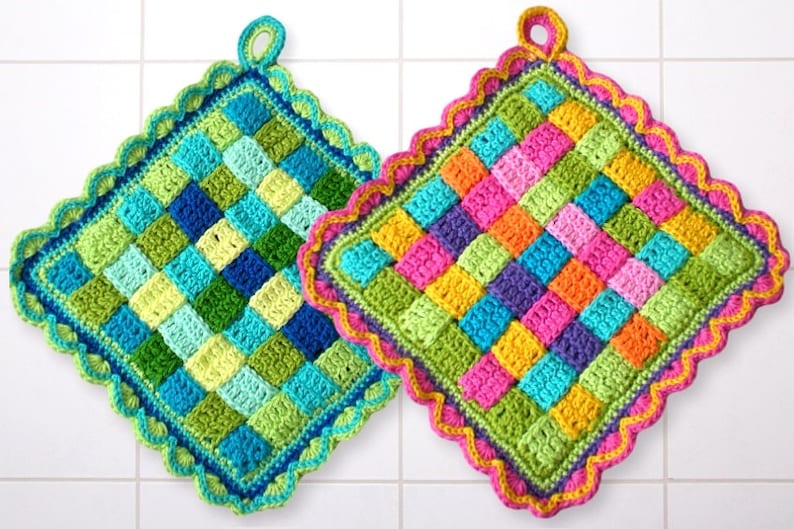 potholder crochet pattern, kitchen dekoration, DIY potholder, Crochet Tutorial Potholder image 1